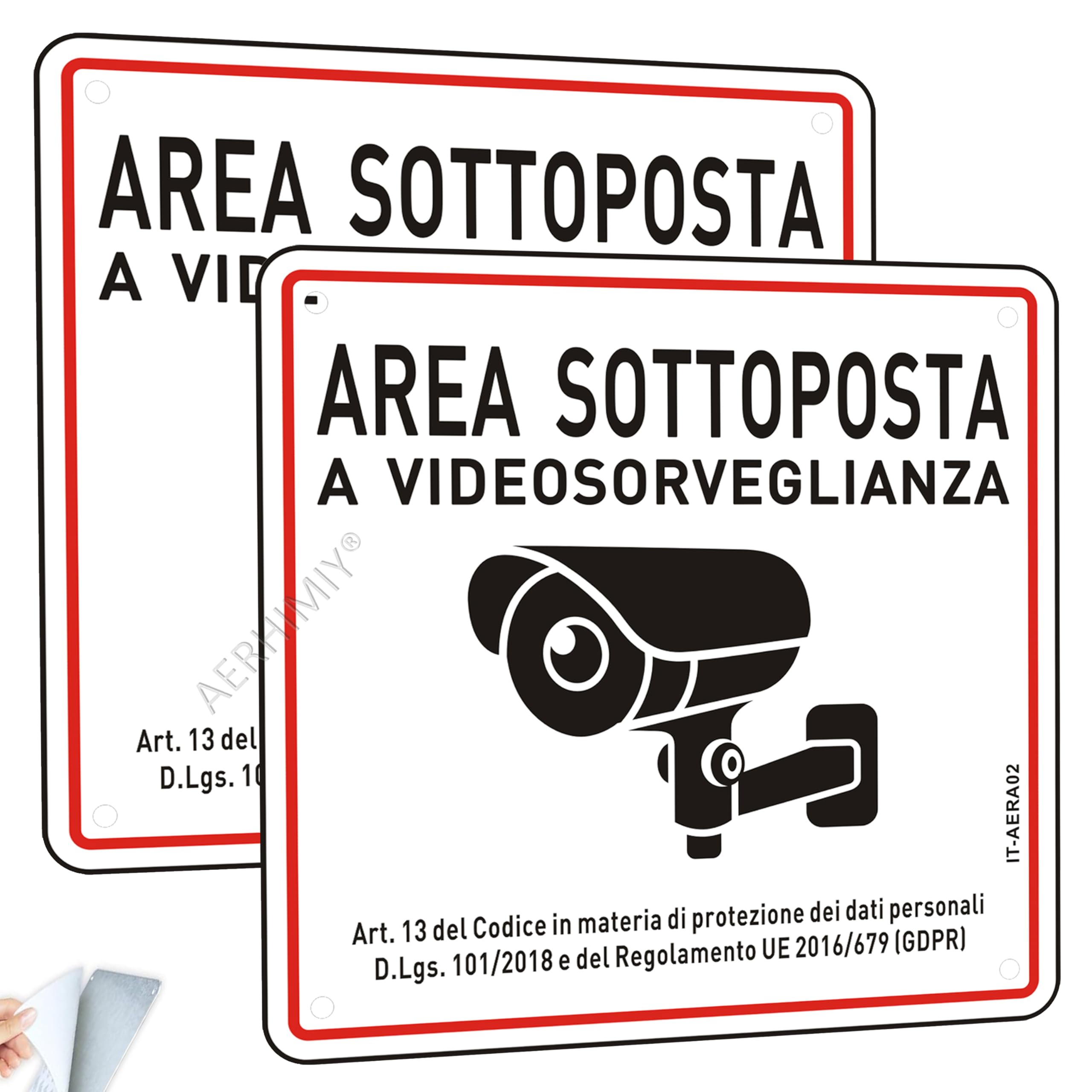 Cartello Video Sorveglianza Alluminio - 2 pz, 30 x 15 cm Cartelli Da Giardino, Facile da installare, Resistente ai raggi UV, Resistente alle intemperie, per Uso Interno o Esterno