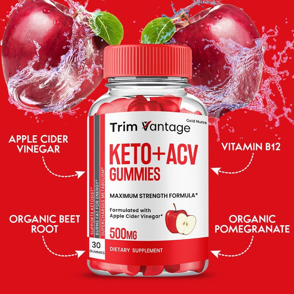 Trim Vantage ACV Gummies, TrimVantage + ACV Gummies, Advanced Formula Supplement for Men and Women, 3 Month Supply (3 Pack)