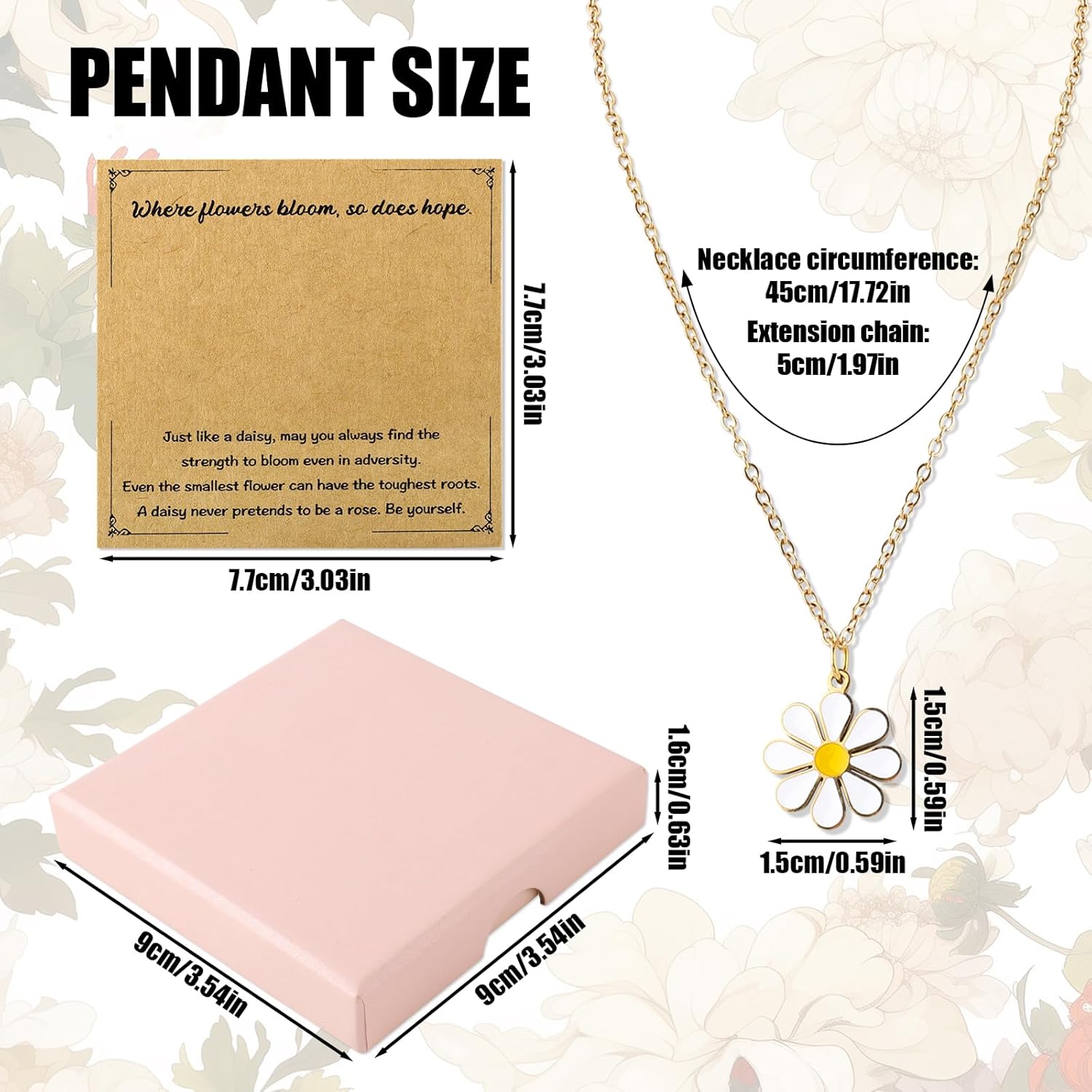 Daisy Necklace for Women, Daisy Flower Pendant Necklace Boho Sunflower Chain Choker Birthday Lover Gifts Cheer Up Gift for Her - Image 2