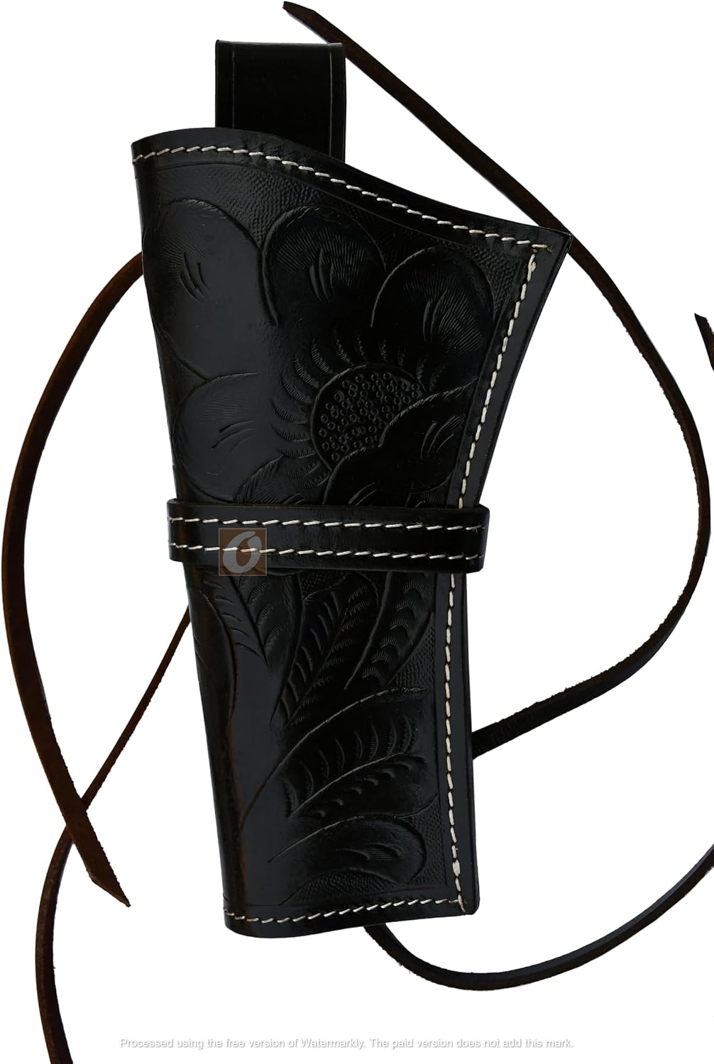 Holster Tooled Leather Gun Cover Universal FIT .22 .32 .38 .45 .357 Single Action SIX Shooter Double Action Western Holsters Pistol Holder - Open Bottom - Left Handed