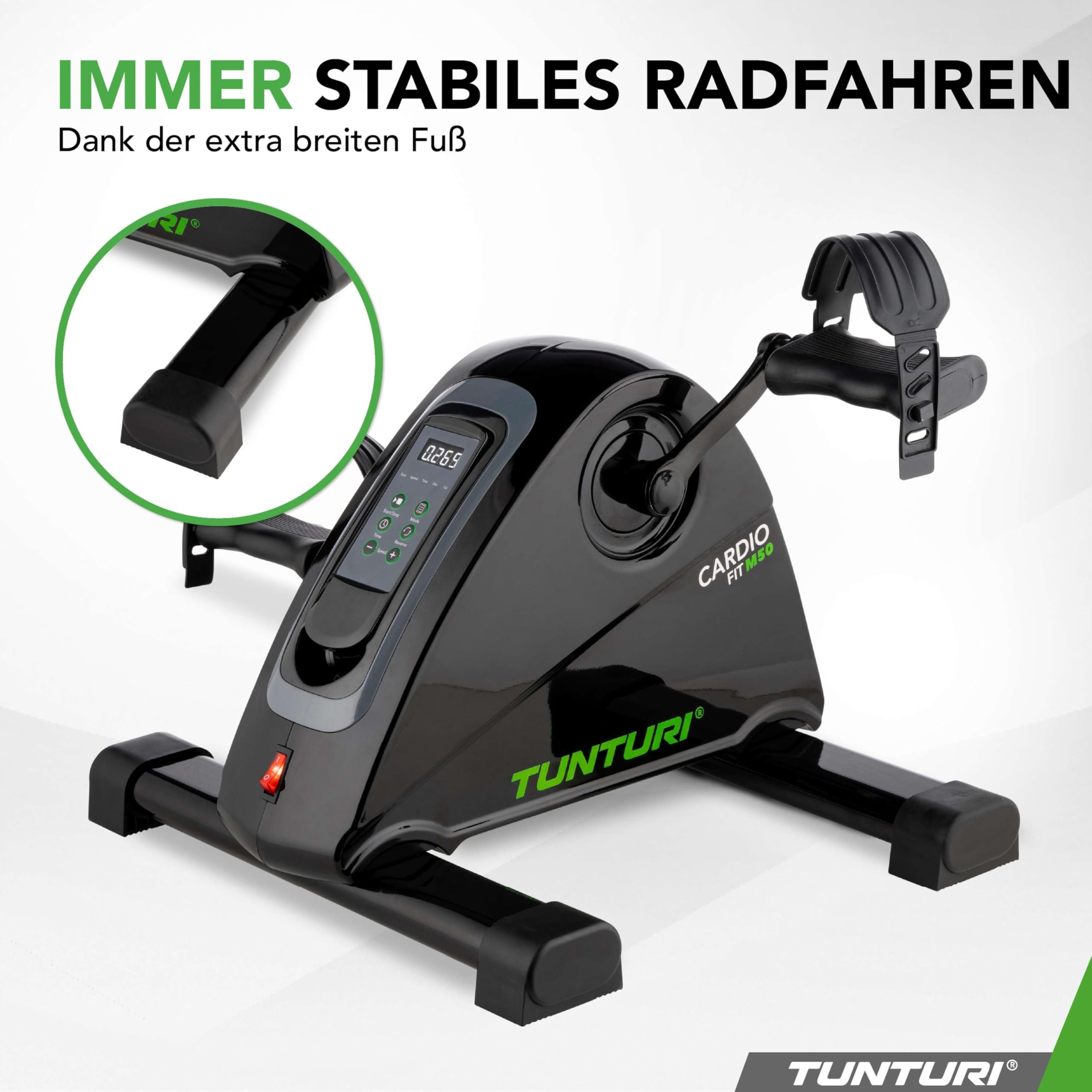 Tunturi Cardio Fit M50 Mini Heimtrainer mit Elektromotor, Pedal, Arm- und Beintrainer, Mini-Fahrrad, Bewegungstrainer für Senioren, mit LCD-Display, Schwarz