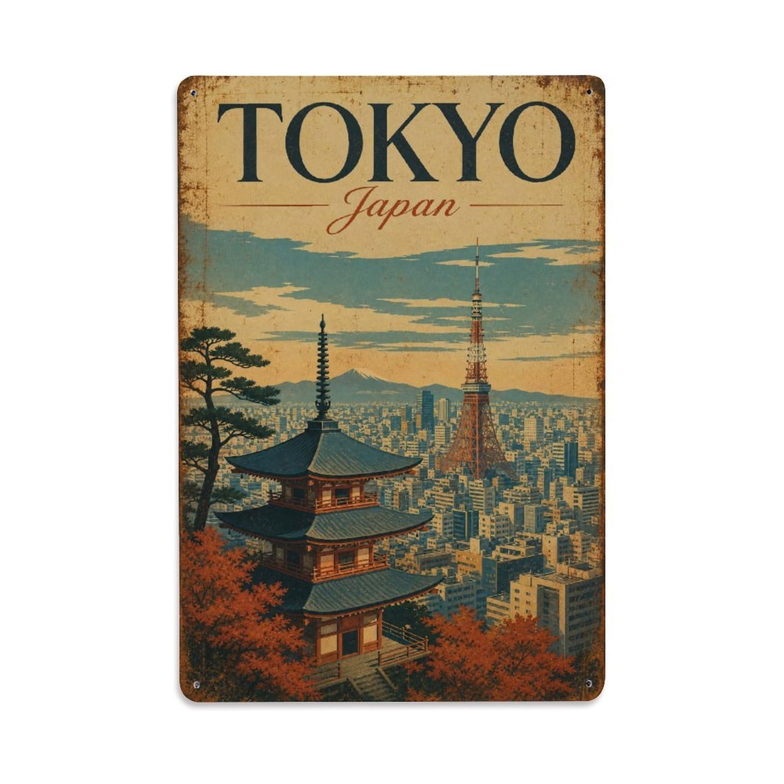 Gead 8X12inch Style Vintage Travel Tokyo Japan Vantage Metal Tin Sign