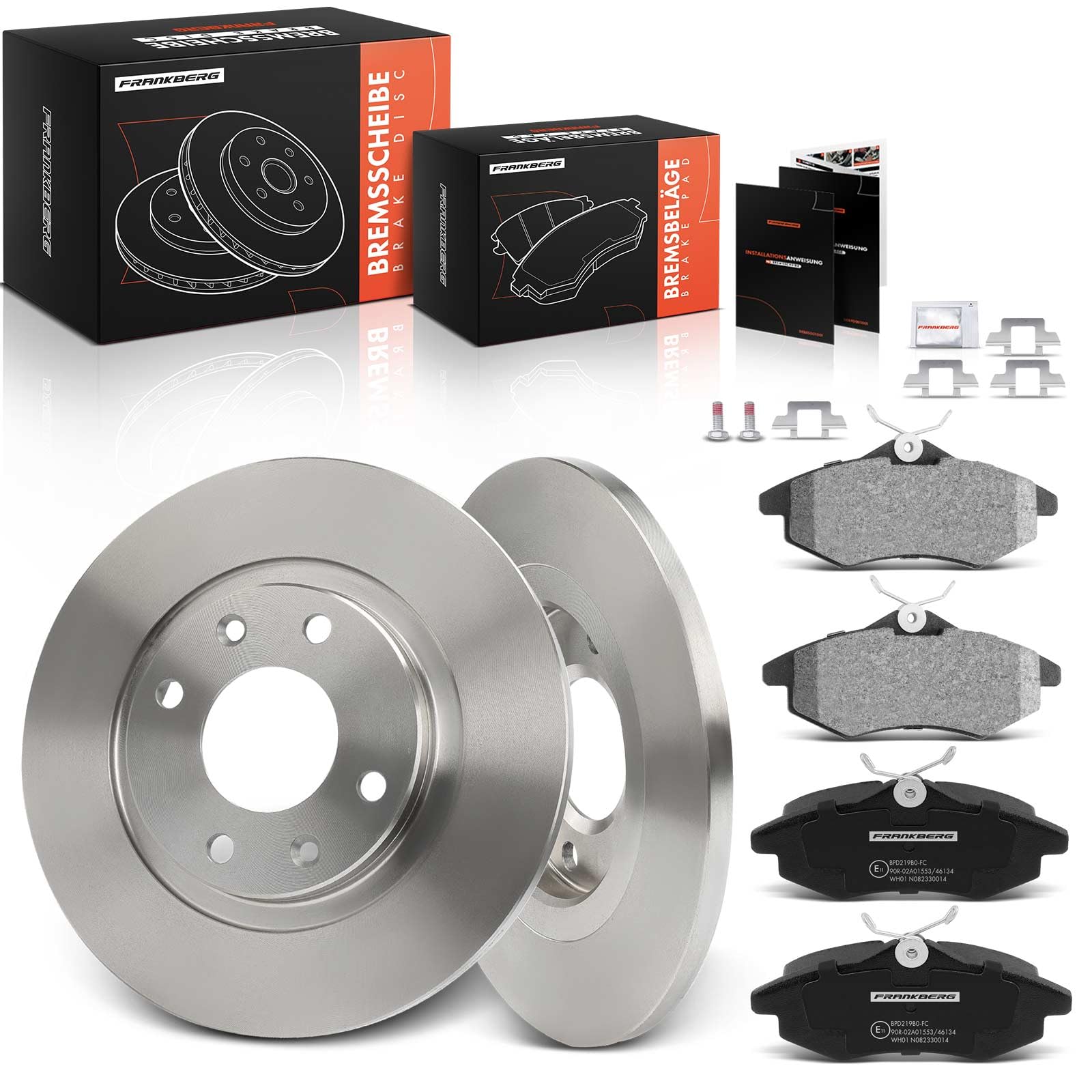 Frankberg 2x Bremsscheiben + 4x Bremsbeläge Vorne 1608691680, 4246R4 | Kompatibel mit C2 Enterprise JG, C3 I FC FN, C2 JM