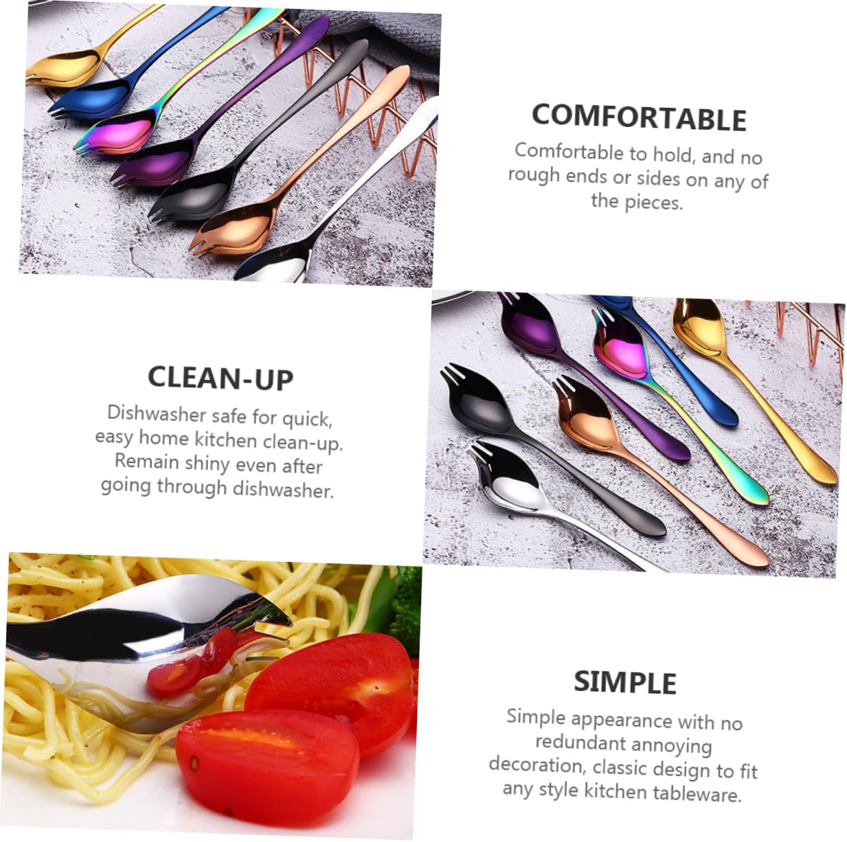 LABRIMP 4pcs Dual Salad Spoon Stainless Steel Salad Servers Heavy Duty Dishwasher Safe