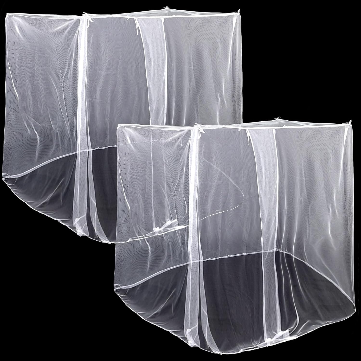 Mindsoft 2 Pcs 4 Corners Mosquito Net for Bed Canopies Netting Bed Drapes Mesh for Twin Full Queen King Size Camping Home Outdoor Travel Dormitory(White,L75 X W60 X H67 Inch)