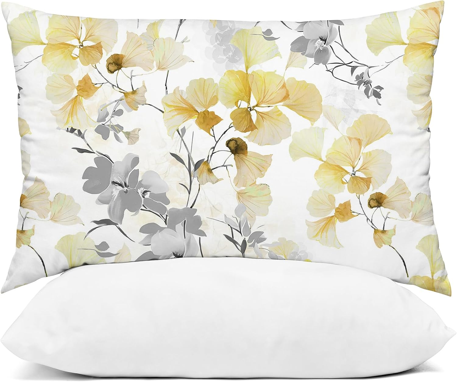 YIYEA Queen Pillow Cases Set of 4, Ultra Soft Double Brushed Microfiber Embroidered Pillowcases and Floral Pillow Covers, Envelope Closure, Shrinkage and Fade Resistant, 20"x30"