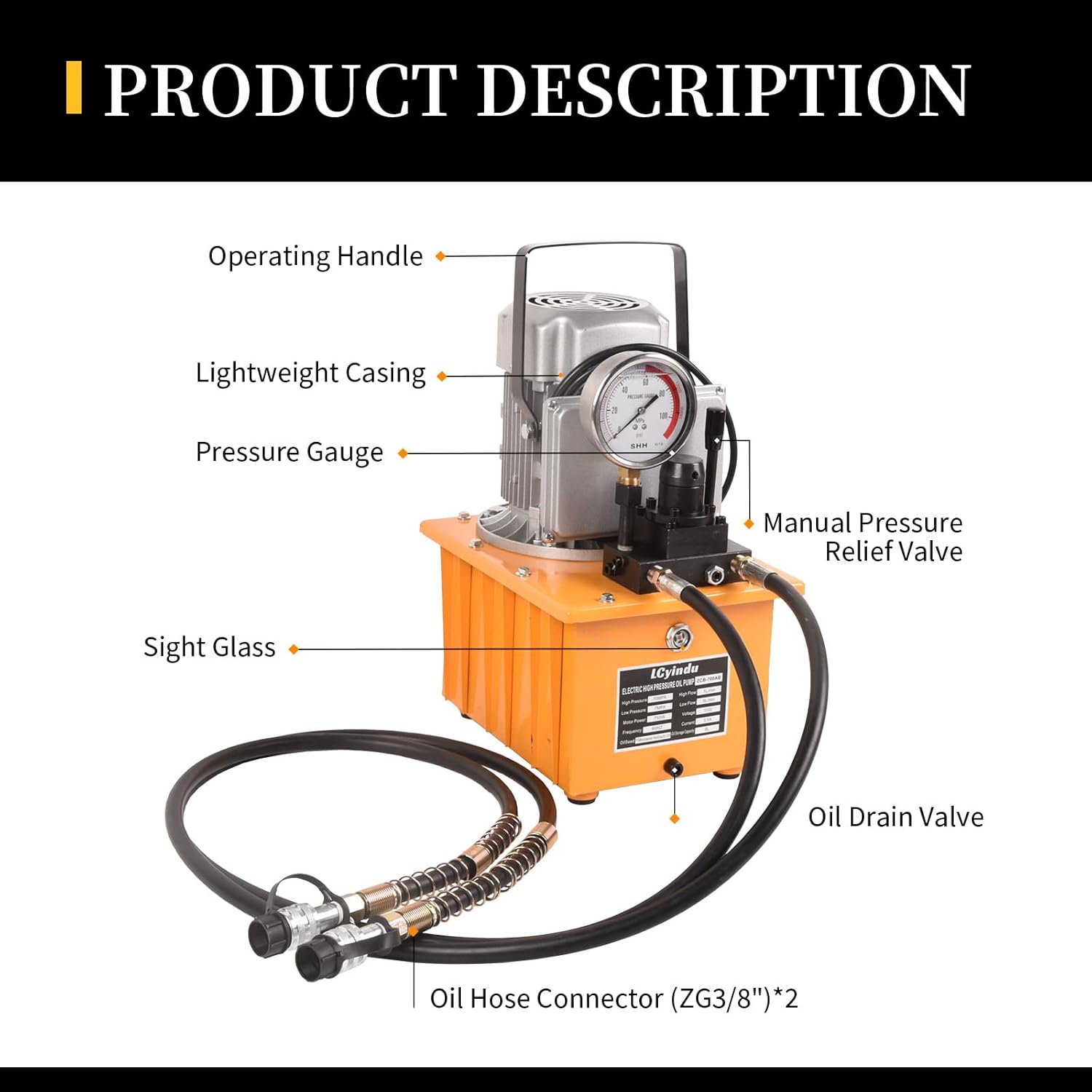 750W 10000 PSI 110V,8L/2.1Gallon Electric Driven Hydraulic Pump Power Pack Unit,2 Speed 8.4Quart Double Acting Manual Valve Hydraulic Electric Pump for Punching,Bending,Double Acting Cylinders