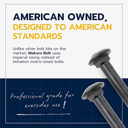 Miniatura 6 de El kit de pernos negros de carro de 1/2 pulgada x 10 pulgadas incluye 12 pernos, 12 arandelas y 12 tuercas, revestimiento de cerámica negra Ruspert