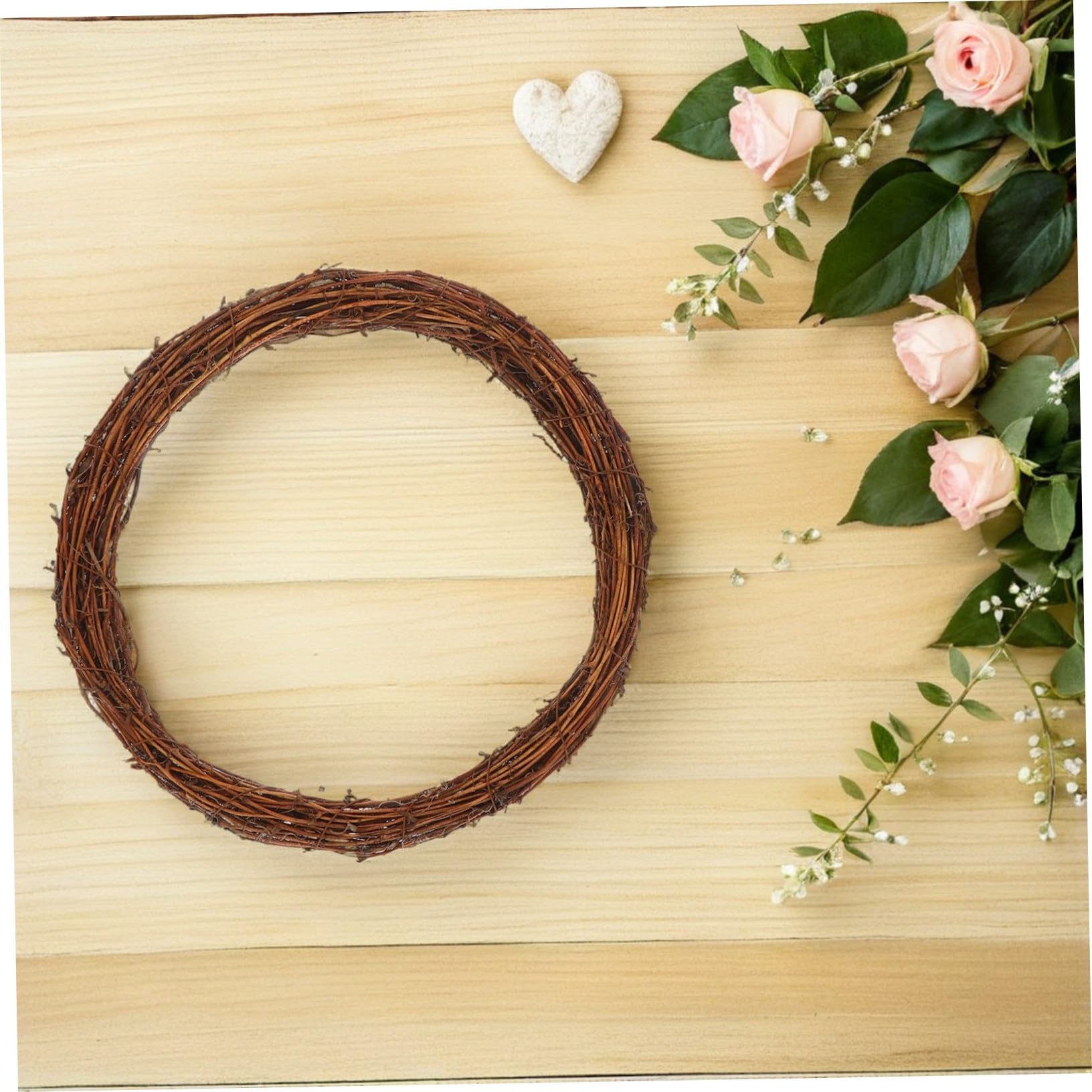 TOPBATHY 8piezas Marco De Ratán Natural De Base De Vid De Sauce Unidades para Decoración Navideña o Centro De Mesa De Boda Marco De Parra Rústica