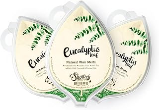 Shortie's Candle Company Eucalyptus Leaf Natural Soy Wax Melts 3 Pack - 3 Highly Scented 3 Oz. Bars - Made with 100% Soy and Essential Fragrance Oils - Phthalate & Paraffin Free, Vegan, Non-Toxic