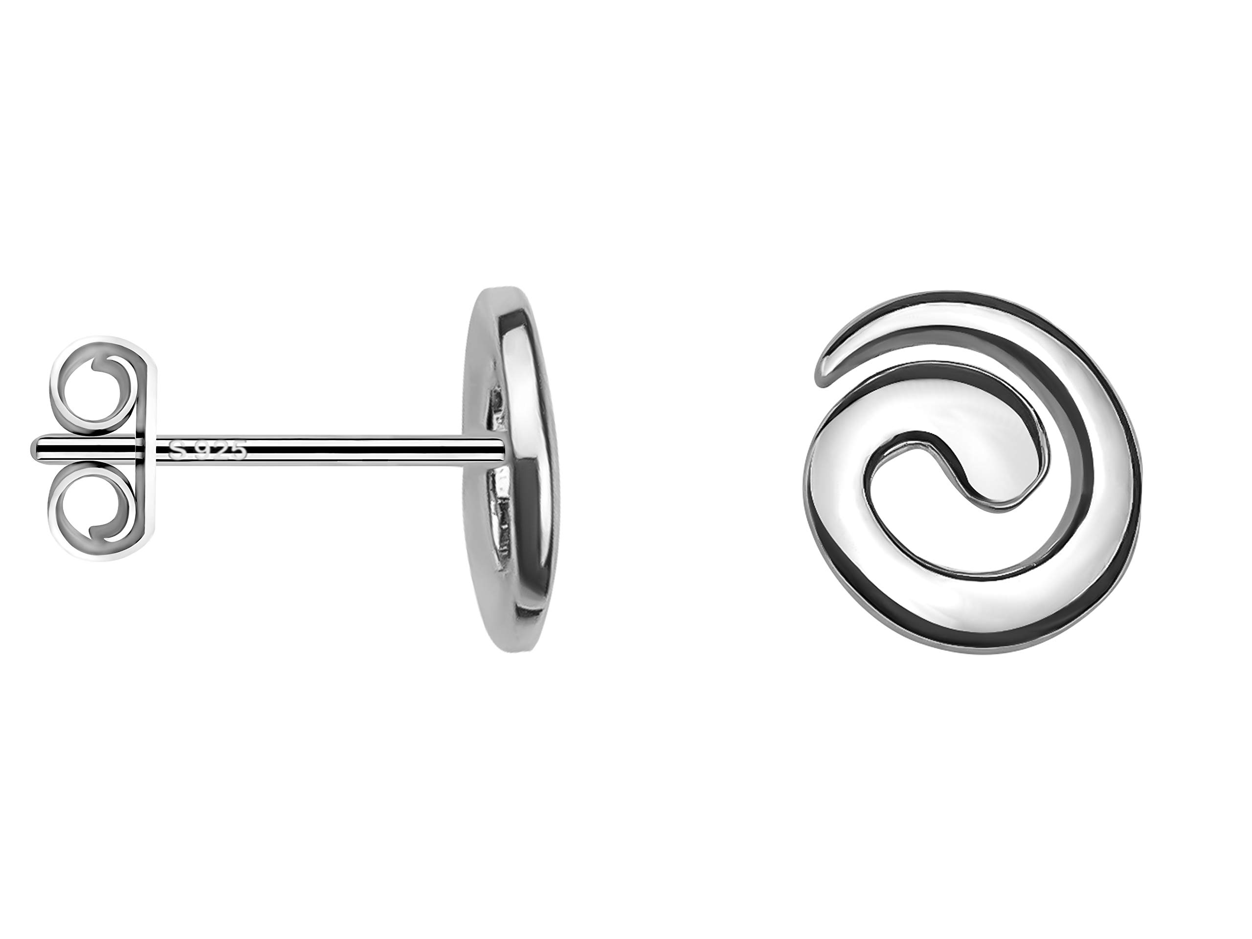Sofia MilaniSolid 925 Sterling Silver Earrings for Women - Wave Spiral Stud Earrings - 20638