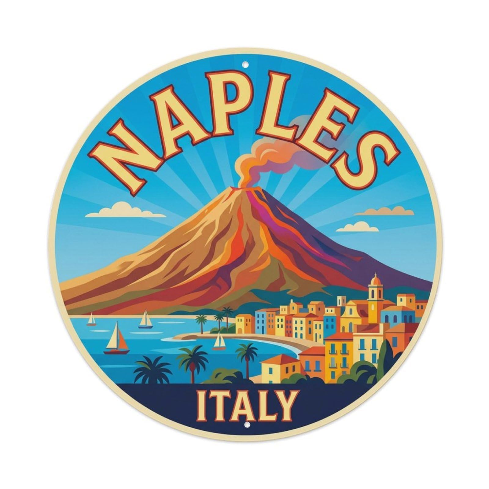 Metal Tin Sign Vintage Travel Italy Naples