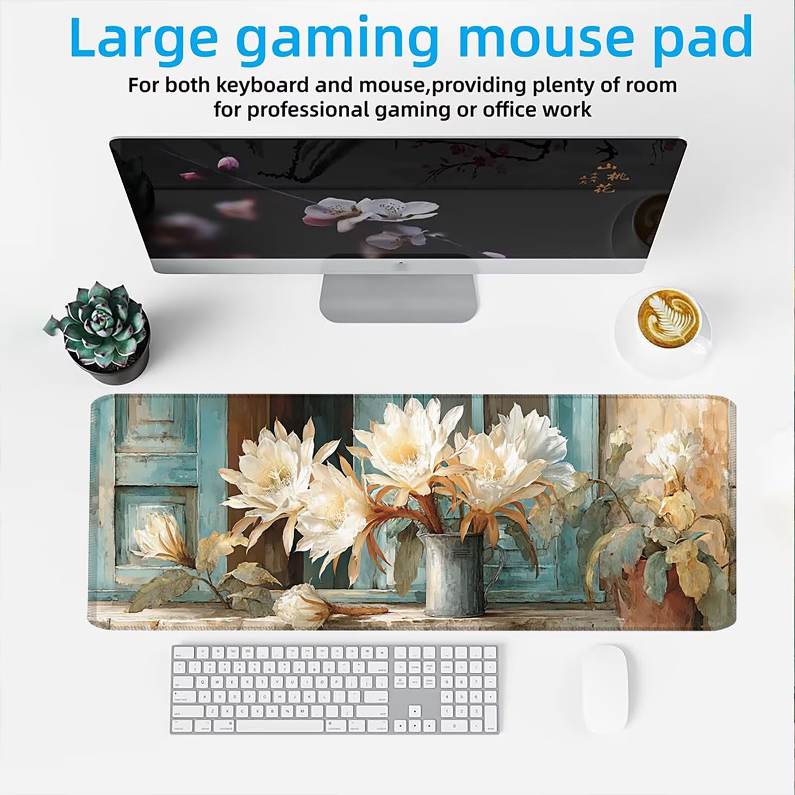 Podkładka pod mysz 1200 x 600 mm Podkładka pod mysz dla graczy, bardzo cienka podkładka na biurko Antypoślizgowa gumowa podstawa zmywalna ulepszona prędkość dla PC, komputera, roboczego białe odcienie