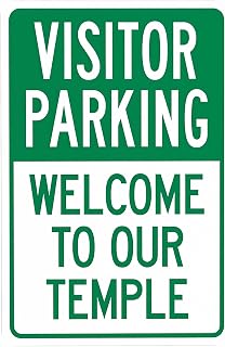 Visitor Parking Welcome to Our Temple Warning Sign - 8"x12", Security Metal Decor for Business, Office, Home, Street, Road, Religious Zones