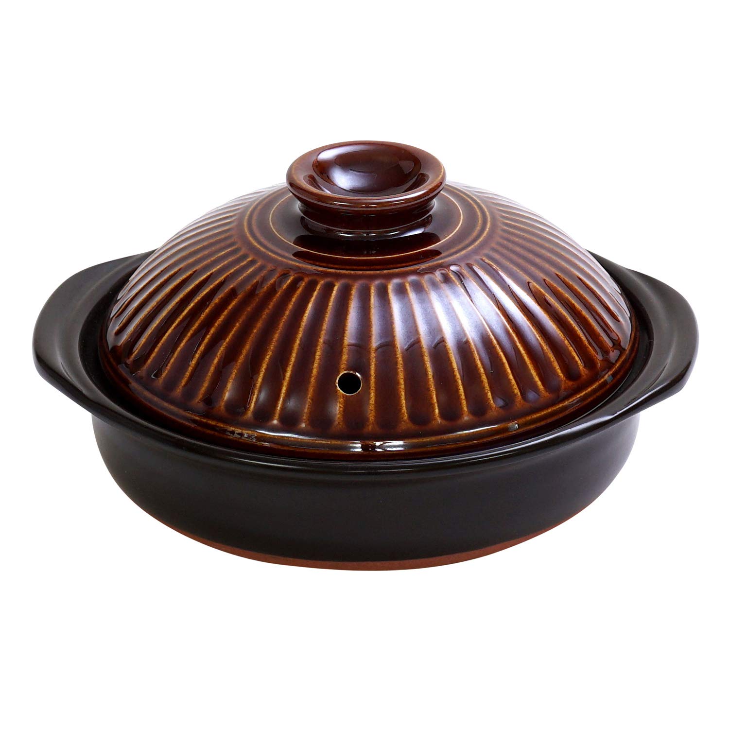 【高級品】土鍋　ペア　2つセット Amazon｜銀峯陶器 菊花 土鍋 萬古焼 (7号 / 飴 / 2人用) 『テーブルを