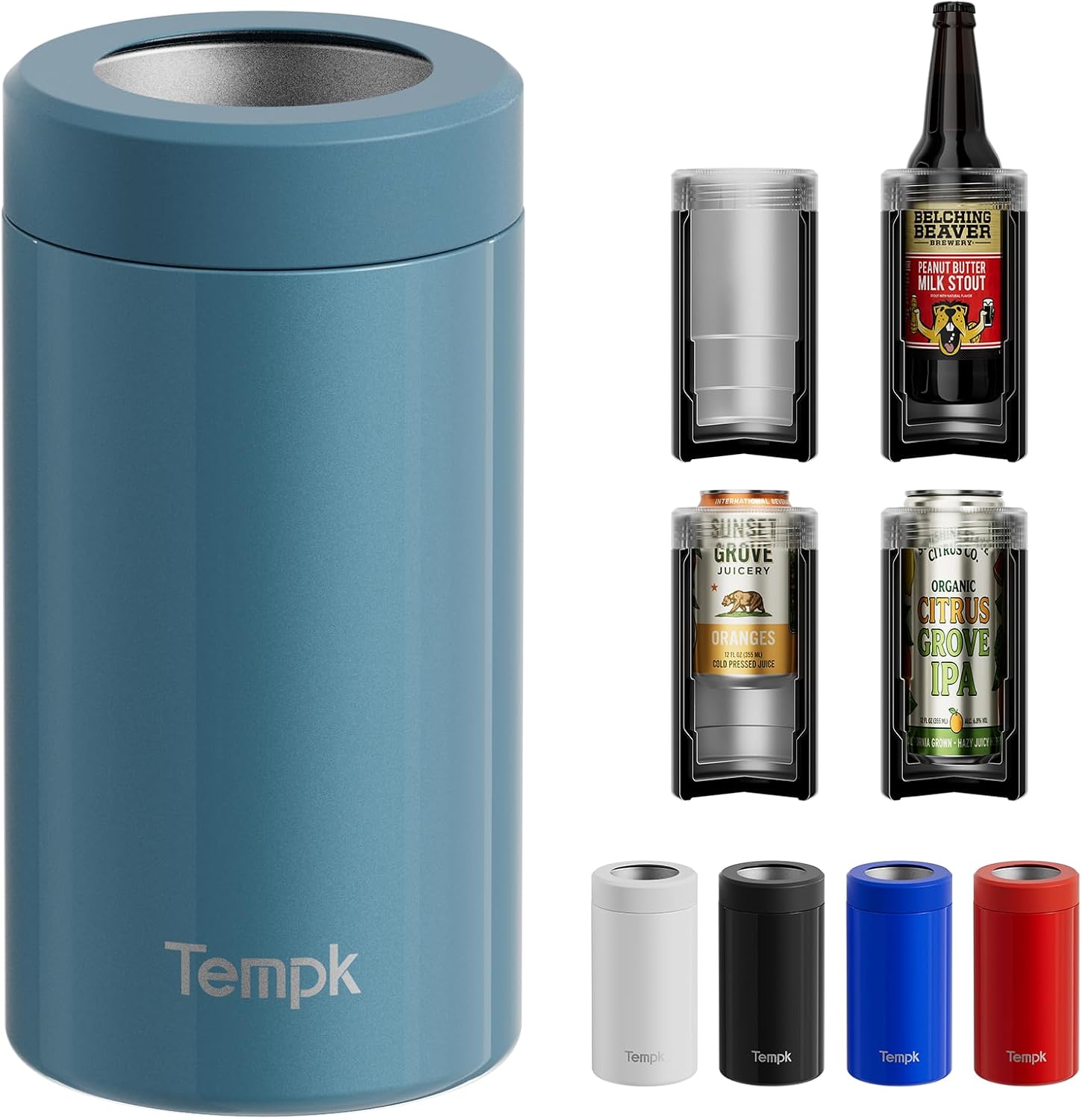2X Longer Cold Retention, 3-in-1 Insulated Can Cooler for 12 oz Standard Cans & Beer Bottles, Slim Can Cooler, Can Insulator & Energy Drink Holder for Beer, Soda & Hard Seltzer, Haze Blue