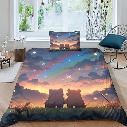 BLUEZY Cute Little Bear Microfibre 3D Printed Bed Linen with Zip, Good