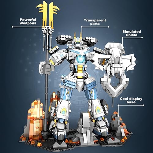 Miniatura 9 de HIGH GODO Samurai Mech Warrior - Juego de construcción de bloques de construcción de robot con espadas dobles, 923 piezas, regalo creativo