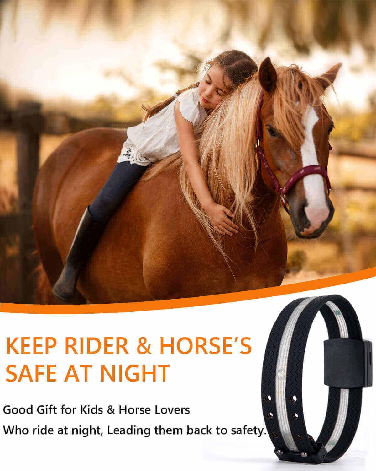4pcs LED Horse Leg Band, 7 Colors in 1 Light up Horse Tack, USB Rechargeable LED Horse Light - Added Visibility & Safety for Night Horse Riding: Draft