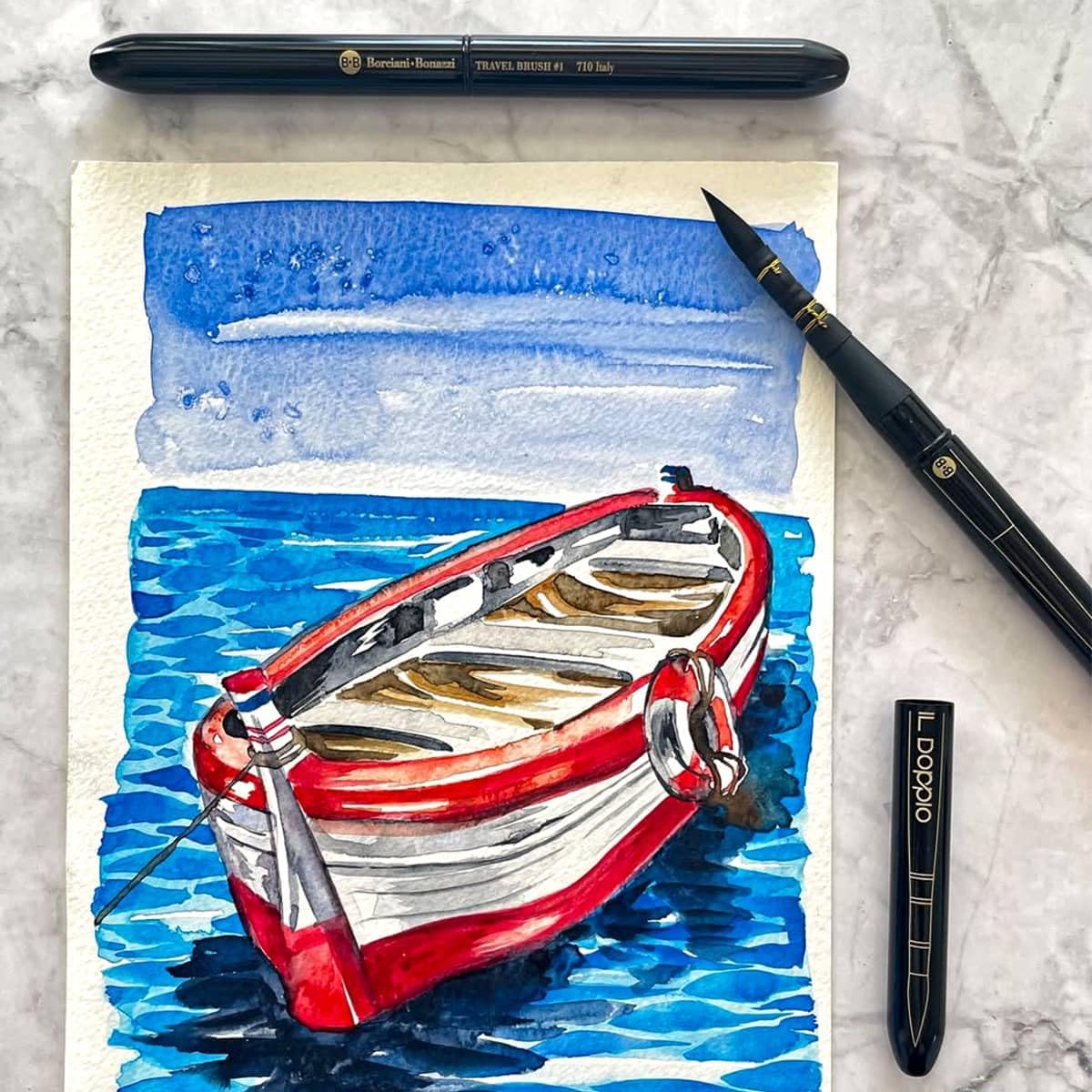 IL Doppio 両面2イン1ブラシトラベルセット、サイズ1と2 - 都市スケッチ用ポータブルペイントブラシ 合成コリンスキー イ