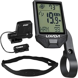 KOCAN Cadence Heart Rate Monitor, Cycling Wireless Computer with Heart Rate Sensor Multifunctional Rainproof Cycling Computer with Backlight LCD