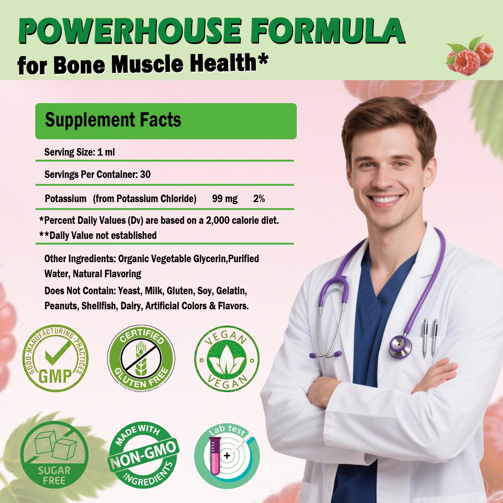 Potassium Chloride Liquid Drops, Highly Absorbable Potassium Salt Substitute, Liquid Potassium 99 mg Supplement for Electrolyte Fluid Balance Muscle Heart Blood Pressure Health Non-GMO, 30 Serving — Amazon image 8
