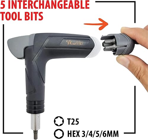 Miniatura 3 de Skwiki - Llave dinamométrica ajustable para bicicleta, 4, 5, 6 Nm, incluye brocas hexagonales de 3, 4, 0.197 in y 25 herramientas en T, herramienta