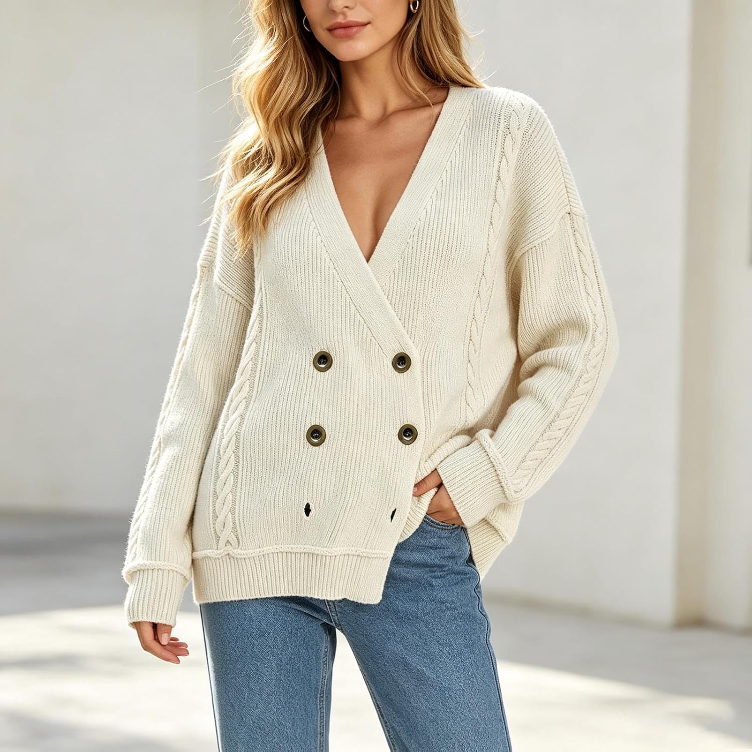 Cardigan Sweaters for Women Long Sleeve Wrap V Neck Fall Outfits