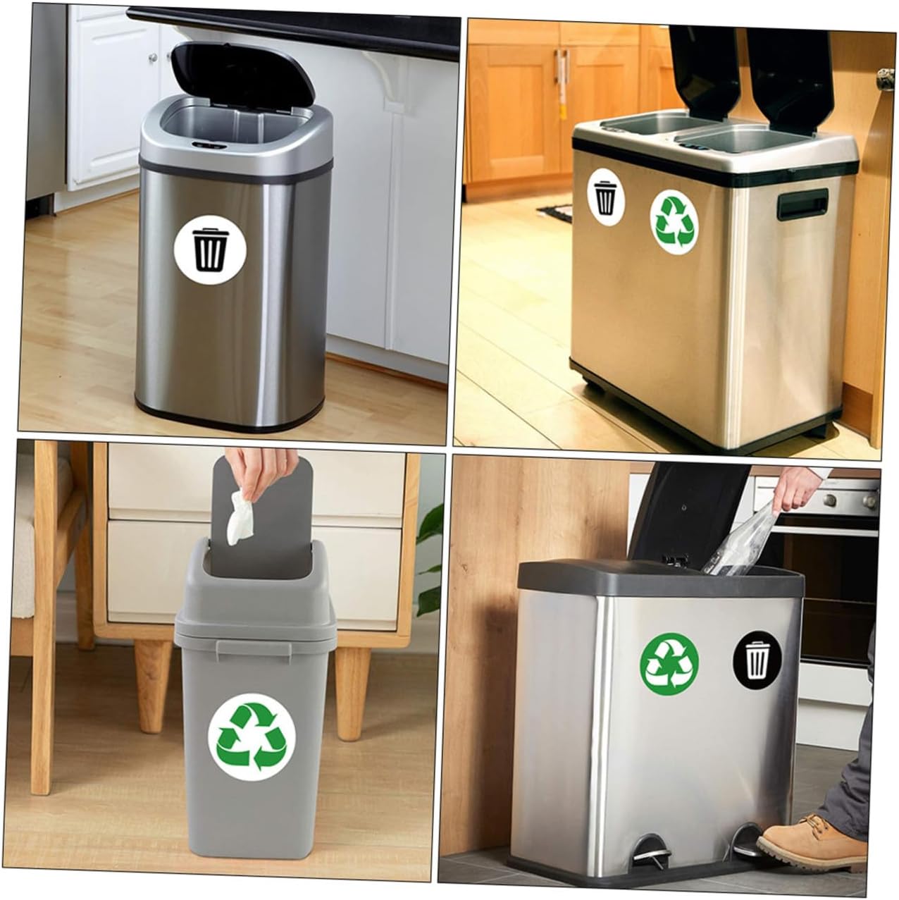 12pcs Recycle Sticker Trash Can Sticker for Kitchen Trash Recycling Pvc Material Removable Self-adhesive