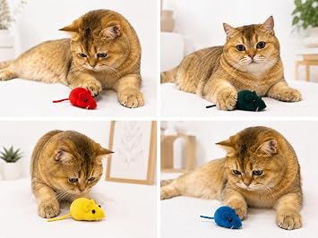 4’lü Sesli Yumuşak Fare Kedi Oyuncağı, Renkli Peluş Set – Karışık Renk Gönderim, Evcil Hayvan Oyuncağı, Yavru ve Yetişkin Kediler İçin