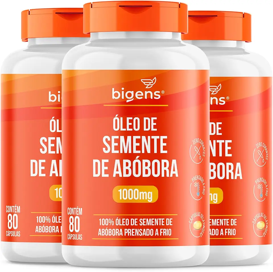 Óleo de Semente de Abóbora 1000mg, Bigens (Kit 3)