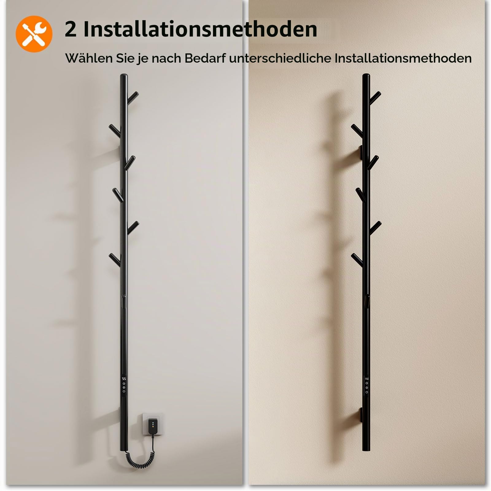 Badheizkörper Elektrisch, Elektrischer Handtuchheizkörper mit Einer Stange, Towel Warmer, Intelligenter Konstanttemperatur Handtuchhalter Heizkörper, Einstellbare Temperatur Handtuchheizer