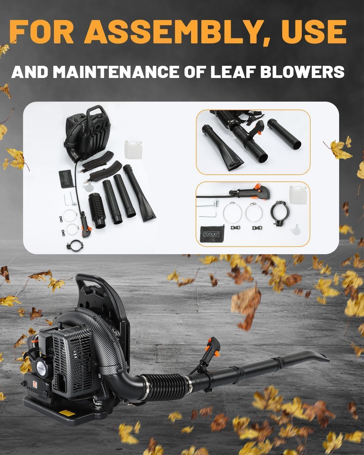 72cc Backpack Leaf Blower, Gas Powered 760 CFM 230 MPH 2-Stroke Blower with Adjustable Speed, Low Noise, and Ergonomic Design for Lawn, Yard, Garden & Commercial Use