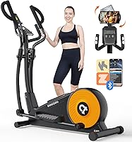 pooboo E399 Elliptical Machine: 16-Level Quiet Magnetic Resistance, 350lbs Capacity, 15.5" Stride, LCD Monitor & App Connectivity