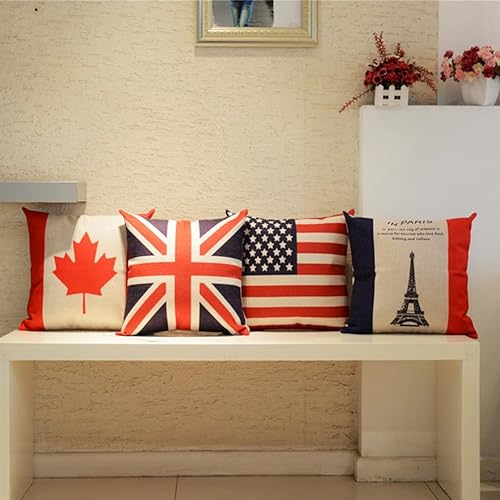 Miniatura 4 de Funda de cojín cuadrada de arpillera con diseño de bandera británica GB Union Jack, funda de cojín con cremallera de 18 x 18 pulgadas, decoración