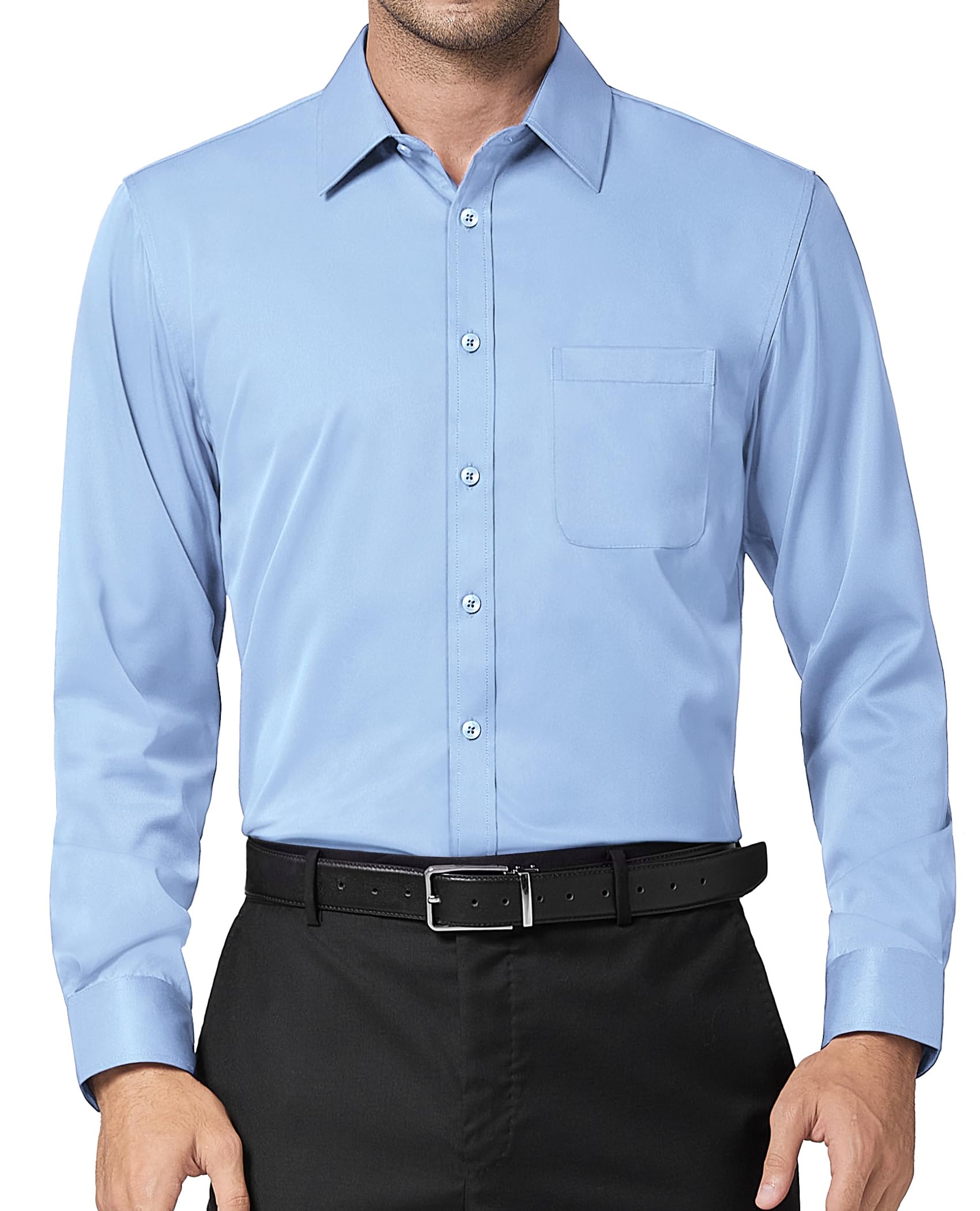 Size L Demeanor Mens Dress Shirts Slim Fit Button Down Shirts Long Sleeve Dress Shirts for Men Wrinkle Free Big and Tall Shirts