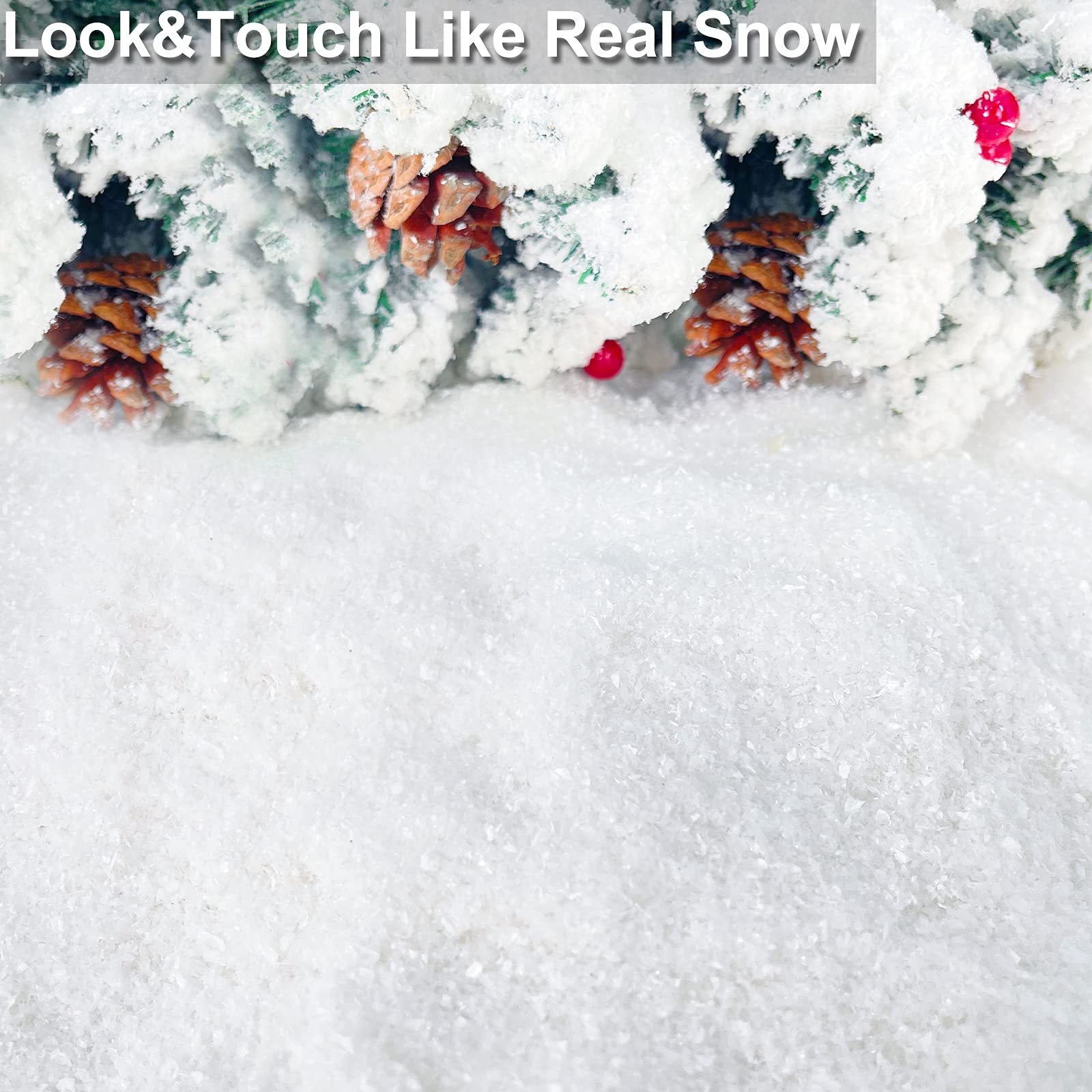 TURNMEON Poudre de neige artificielle pour sapin de Noël - 850 g - Flocons de neige artificiels en plastique sec étincelant pour décorations de Noël, maison, village, vacances d'hiver, fournitures de