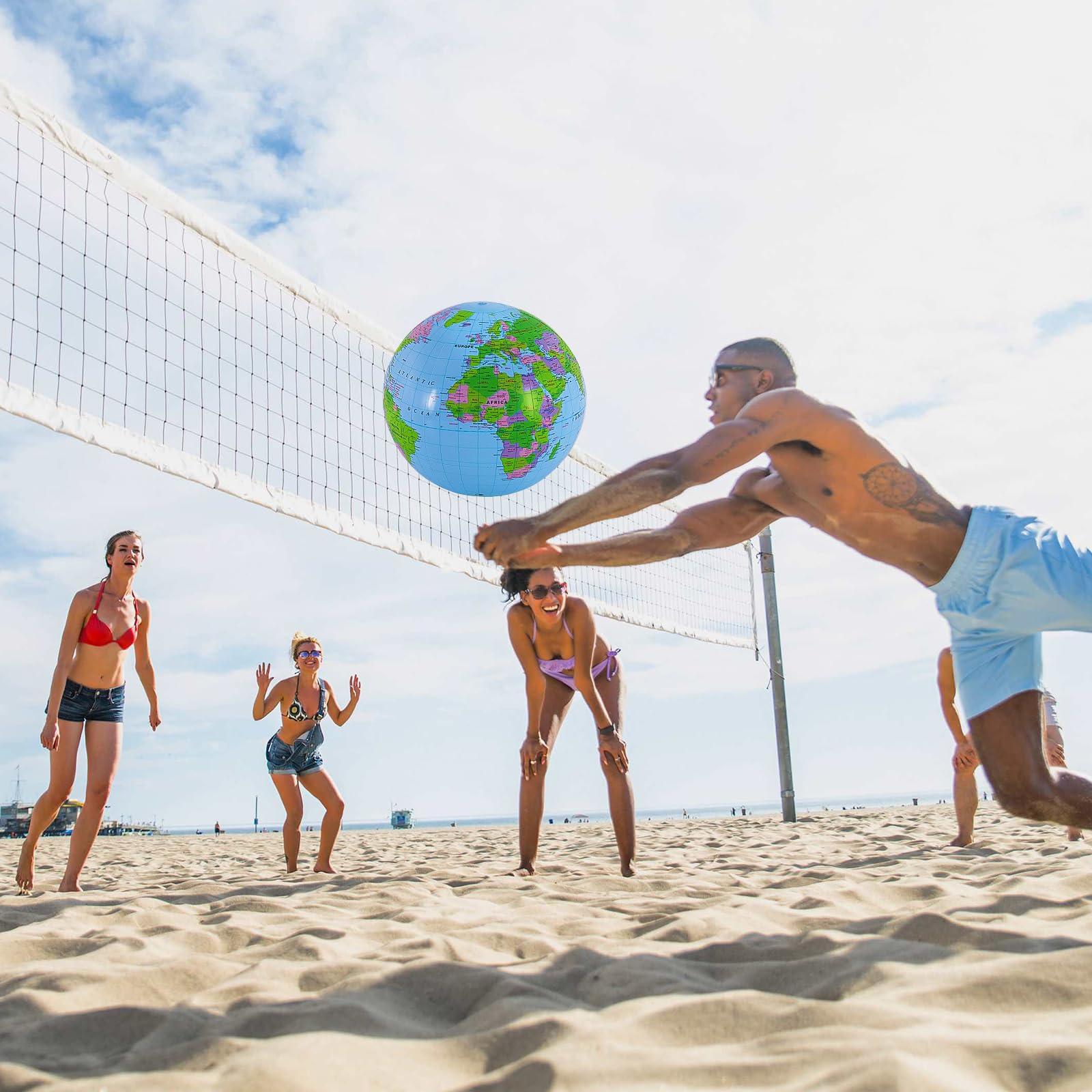 YOTHORN 4 Pcs 16 Inch Inflatable Globe,Blow up World Globe Beach Ball,Inflatable Earth Beach Ball for Beach Playing or Teaching,Party Bags,Summer Pool Party,PVC Material - Image 6