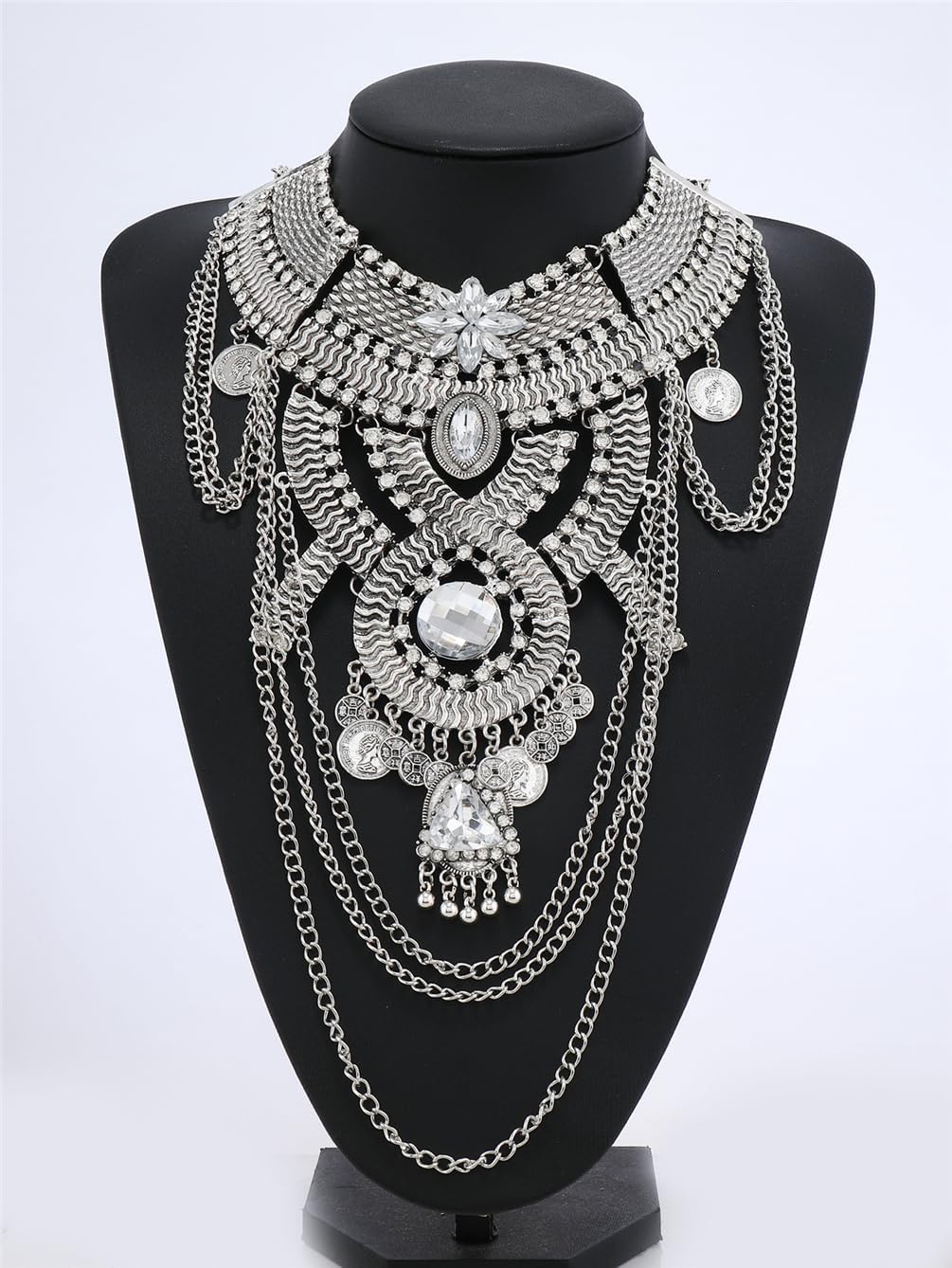 Statement Necklace for Women Jewelry Birthday Gifts, Big Chunky Link Chain Ethnic Tribal Boho Choker Necklaces - Image 2