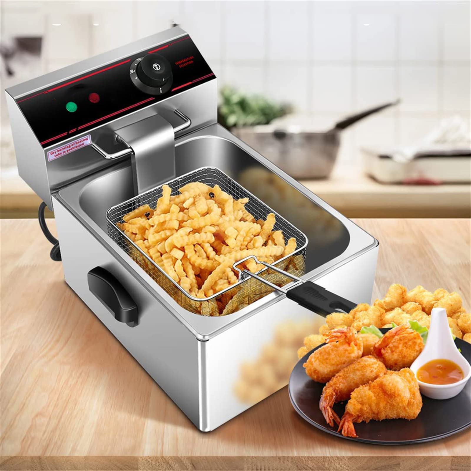 Amazon.co.jp: 8L電気天ぷら鍋、温度制御付き業務用フライパン