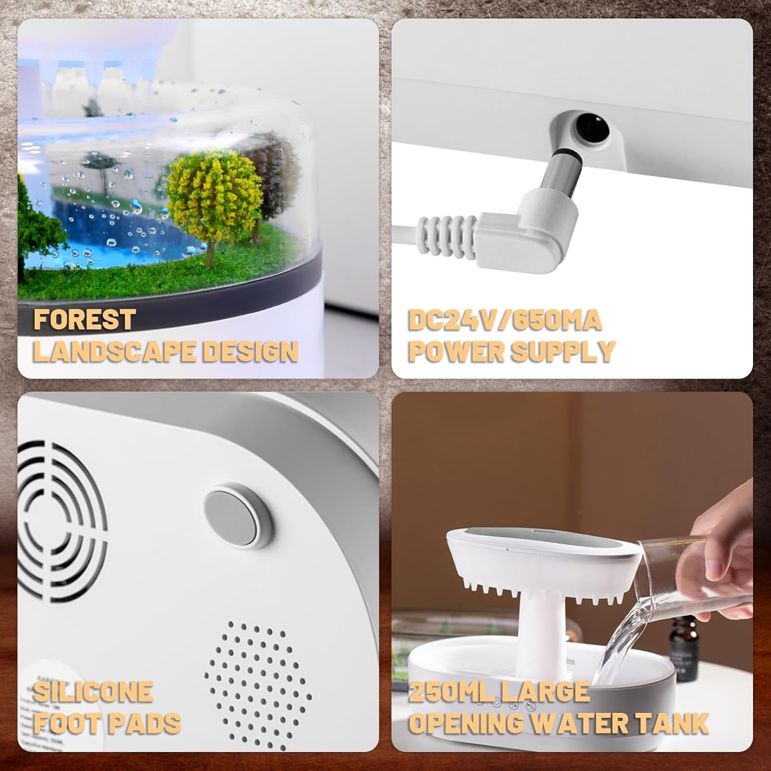 Essential Oil Diffuser with Drip Music, 7-Color LED Night Light, 250ml Water Drip Diffuser for Relaxation, Large Room & Office