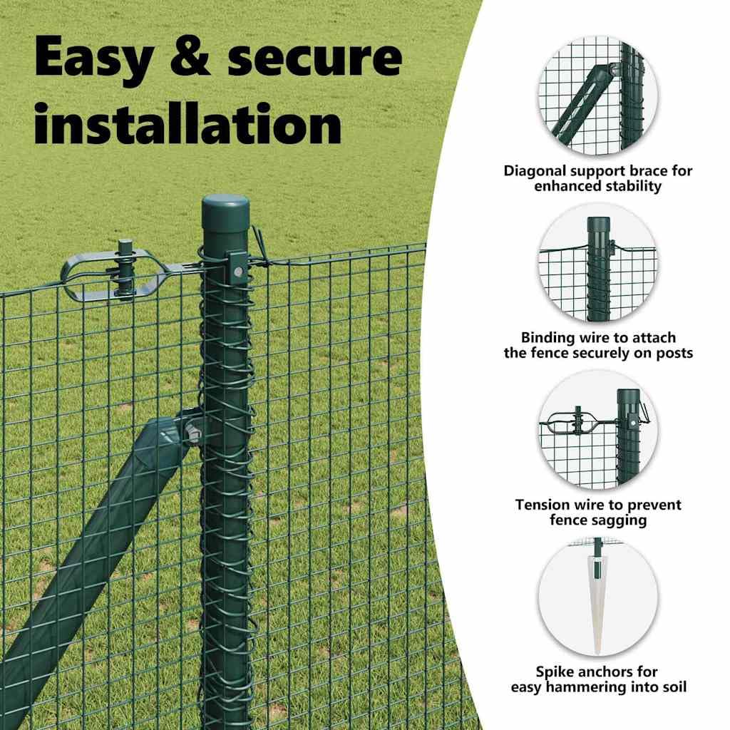 vidaXL Recinzione in rete saldata con punte 10 x 1,6 m Verde Rete