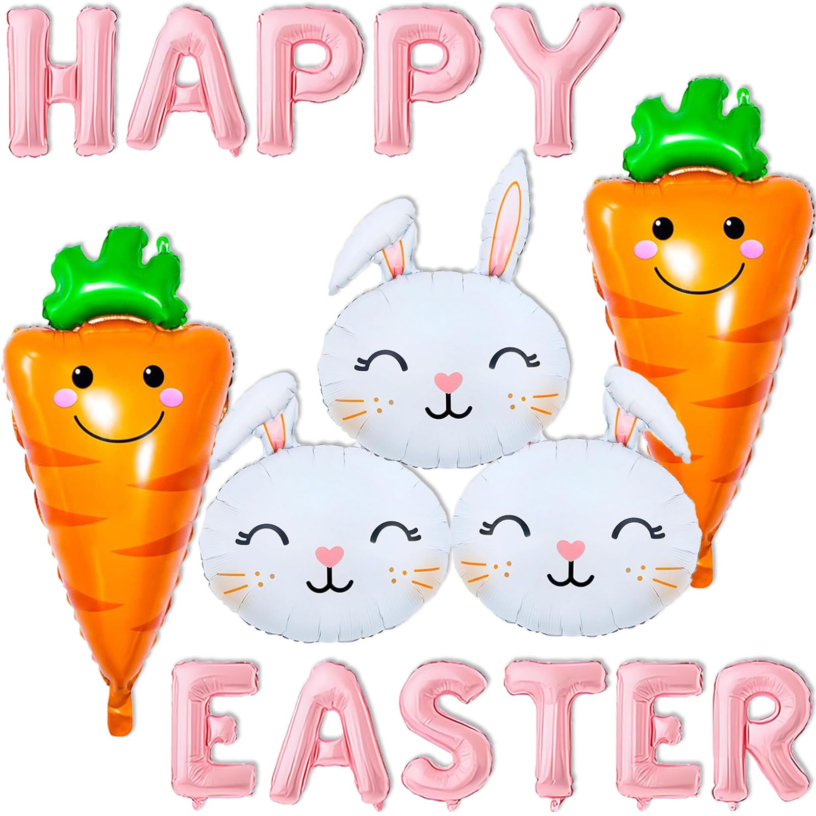 Photo 1 of 16Pcs Easter Balloons Set - 31Inch Carrot Balloon for Easter Party Decorations - Happy Easter Letter Balloons Bunny Balloon for Rabbit Themed Birthday Party Decorations - Spring Party Supplies