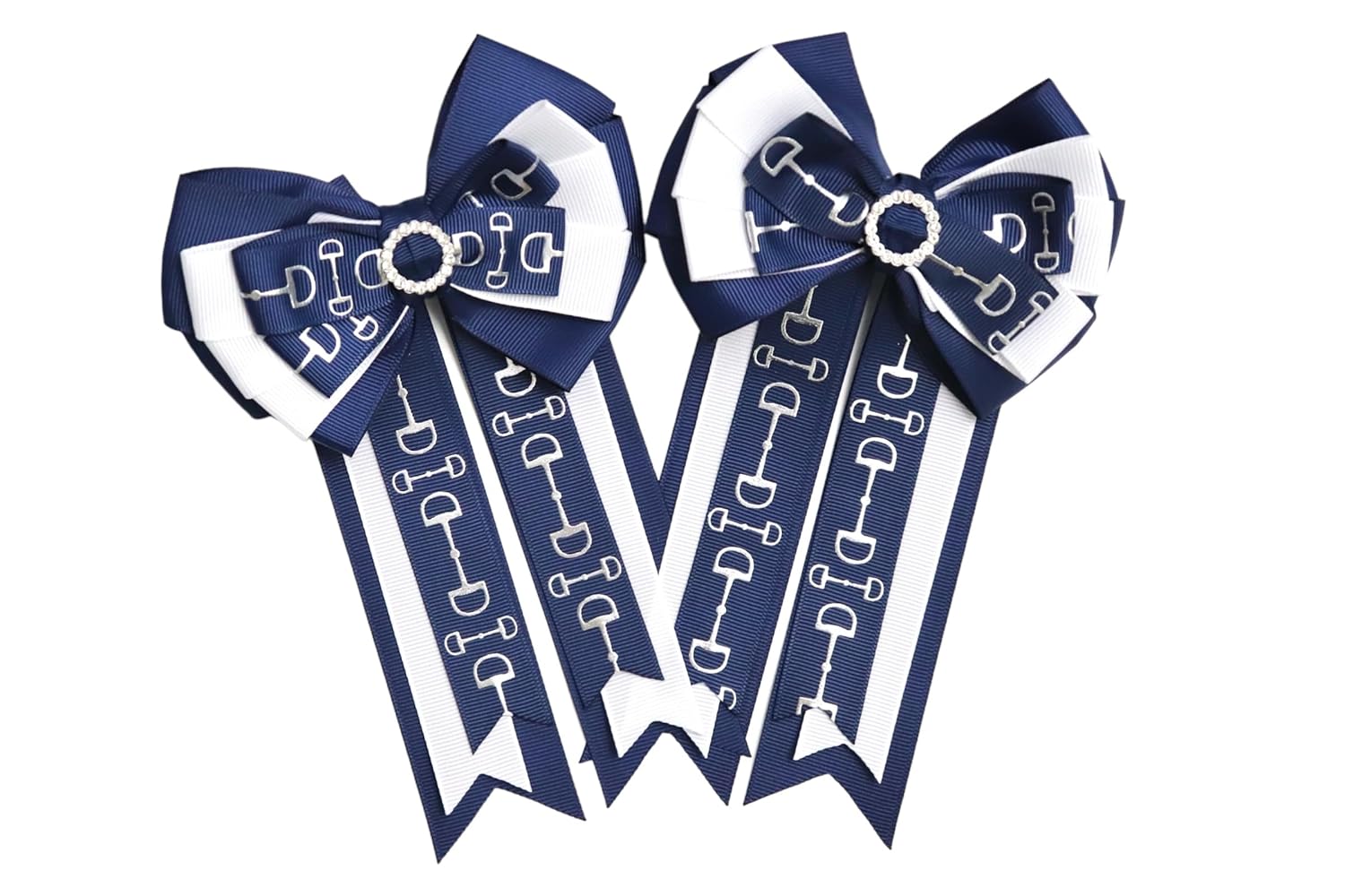 Horse Show Bows (Cow) - 2 Pack (1 Count) - Black, White Animal Print - Modern, Contemporary - Hair Clip - Girls, Equestrians - Young Girls - Female