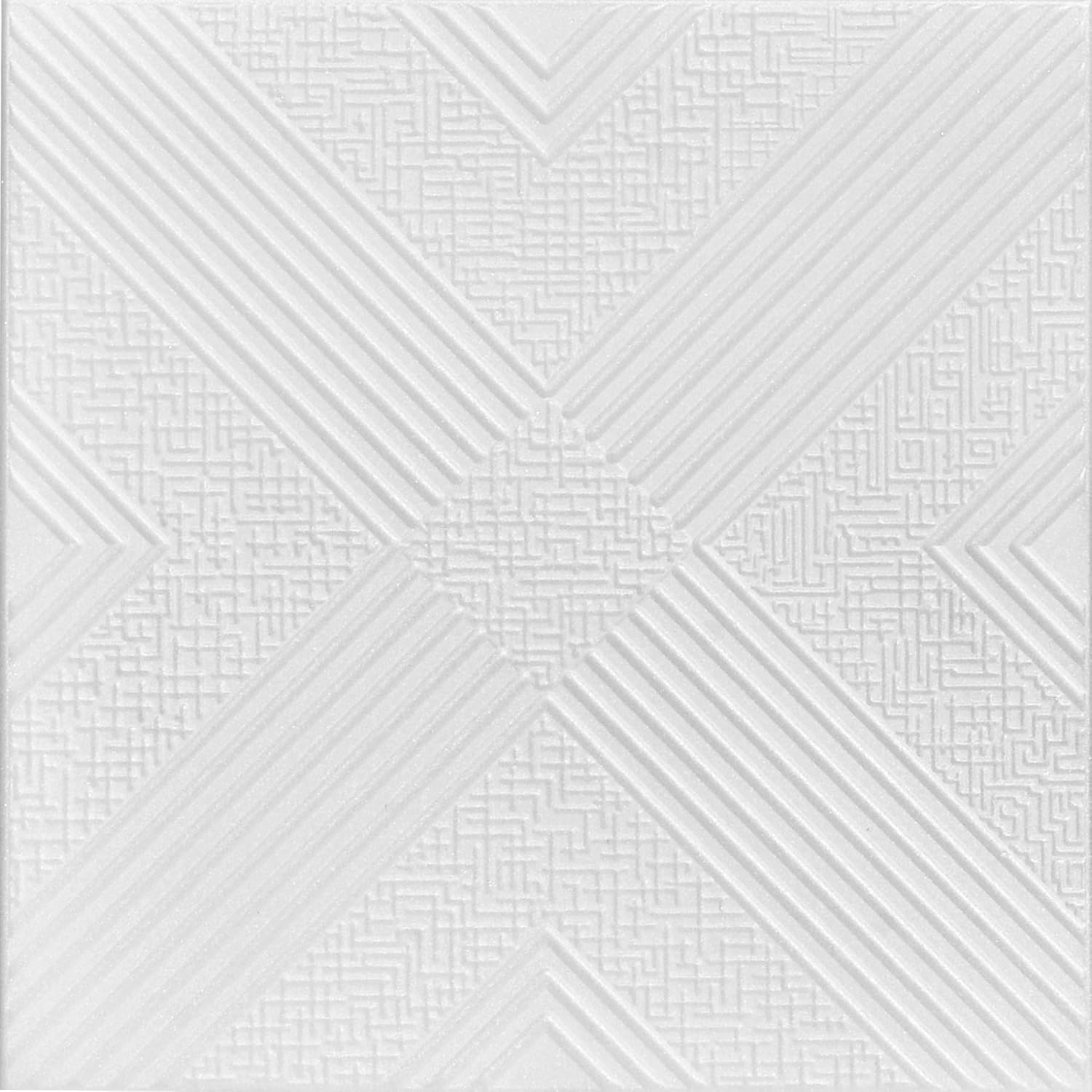 A la Maison Ceilings R34 Pyramid Illusion Foam Glue-up Ceiling Tile (21.6 sq. ft./Case), Pack of 8, Plain White