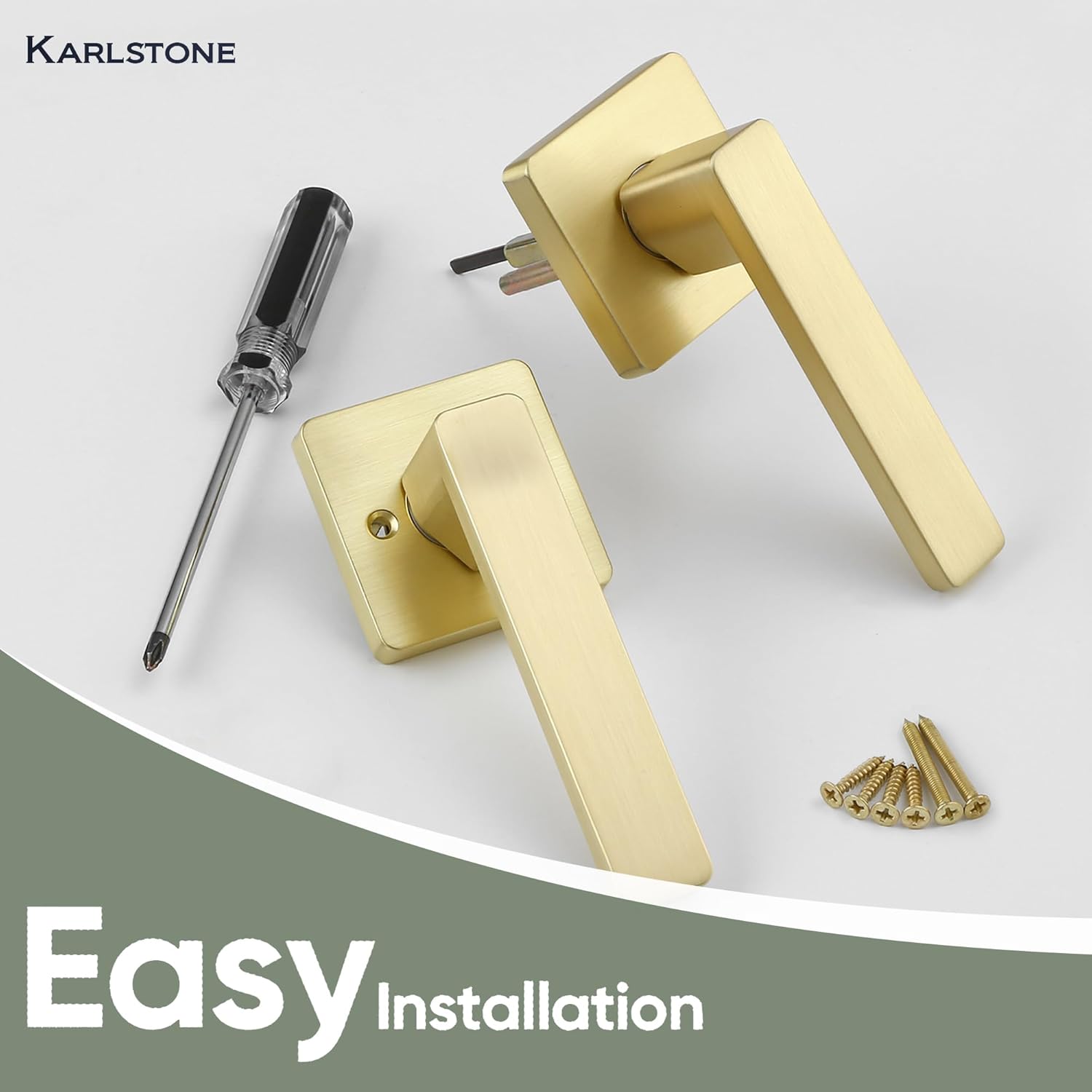 Karlstone 3 Pack Gold Door Handles,Heavy Duty Passage Door Handle,Hallway Closet Door Levers Modern Door Hardware for Left or Right Handed Doors