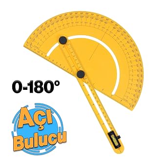 Plastik Açı Bulucu Gönye 0-180° Derinlik Kare Köşe Cetvel Ölçme Kaynakçı Mimar Marangoz Çizim