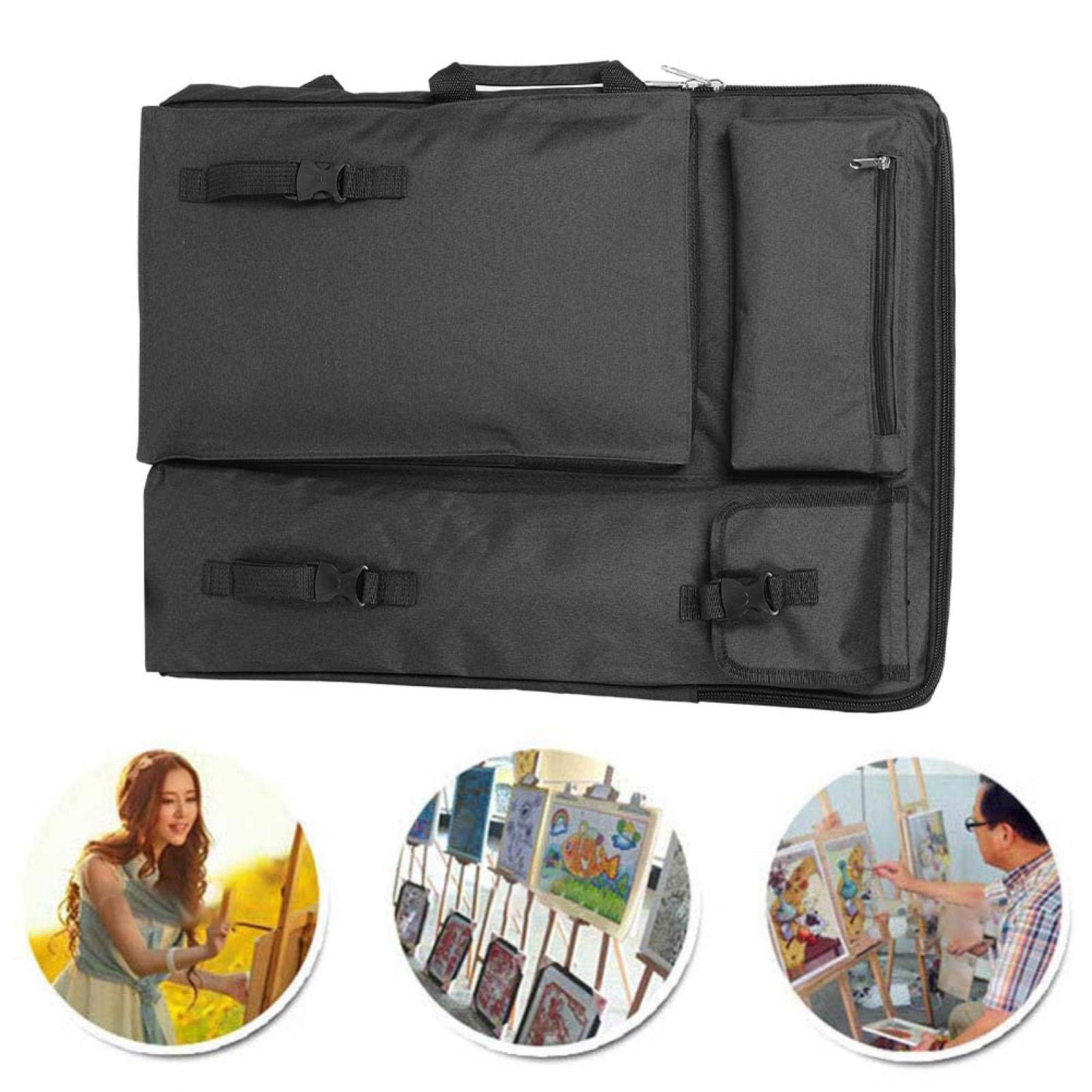 Agatige Borsa artistica Canvas, Art Portfolio Case Artist Backpack Canvas Bag, Bordo per schizzi per rifornimenti artistici Conservazione e viaggio, borsa per opere d'arte/custodia da disegno (Nero)