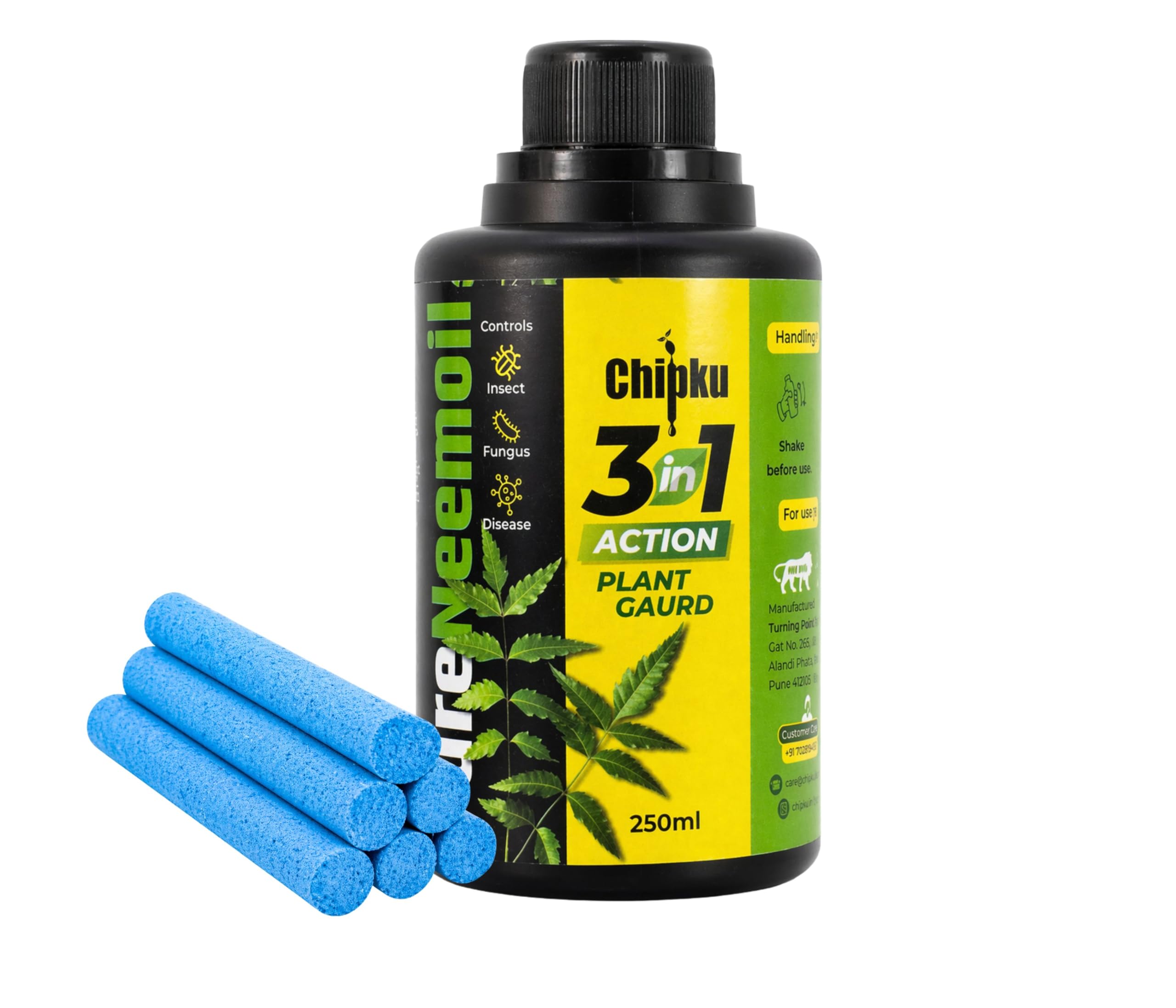 chipku neem oil 250ml with grow stick combo for plants | natural pest control + plant support | indoor & outdoor use