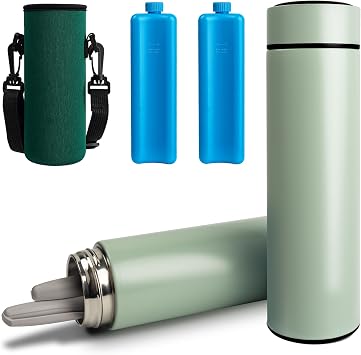Insulin Pens Cooler Travel Case, TSA Approved Medicine Cooler with 2 Biogel Ice Pack, Diabetic Insulin EpiPen Carry Case Green